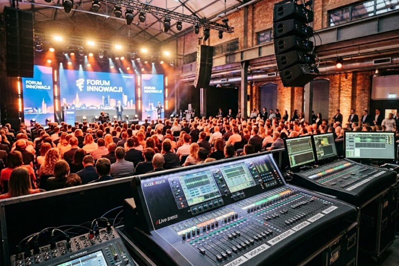 Nagłośnienie sal Warszawa - precyzyjne systemy dźwiękowe dopasowane do każdej przestrzeni od KoncertAudio
